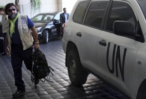 Les experts de l’ONU arrivent à Damas le 25 septembre 2013.