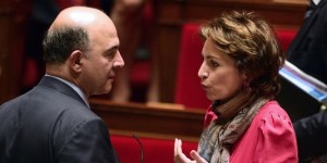 Pierre Moscovici et Marisol Touraine à l'Assemblée nationale lors du vote sur la réforme des retraites. | AFP/ERIC FEFERBERG