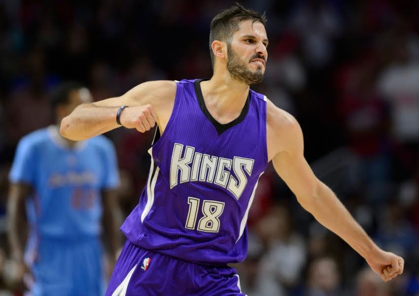Nov 2, 2014; Los Angeles, CA, USA; Sacramento Kings forward Omri Casspi (18) reacts during the game against the Los Angeles Clippers during the fourth quarter at Staples Center. The Sacramento Kings defeated the Los Angeles Clippers 98-92. Mandatory Credit: Kelvin Kuo-USA TODAY Sports