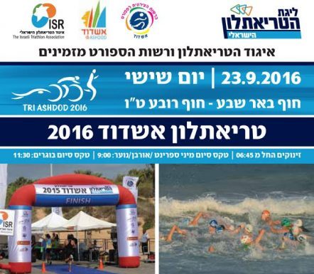Triathlon 2016 a Ashdod le vendredi 23 septembre 2016 de 6 h 45 a 11 h 30- voir le parcours
