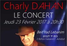 »LE CONCERT » de Charly Dahan, c’est le 23 février prochain a Ashdod !