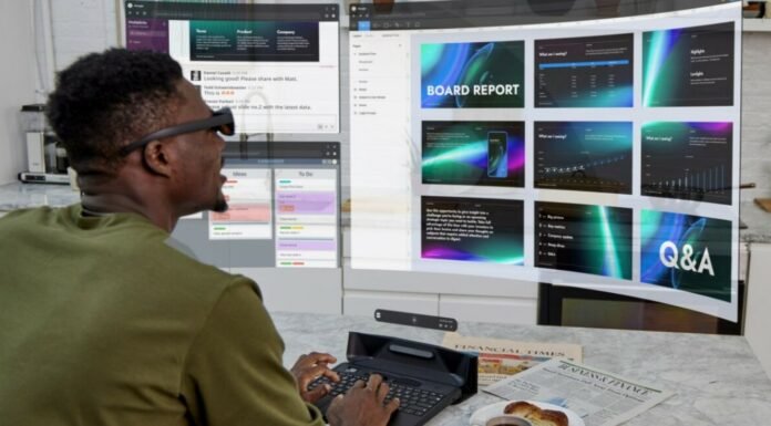 Un nouvel ordinateur portable AR (réalité augmentée) avec un écran virtuel pourrait révolutionner le travail à distance