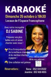 Tout le programme de l’Association L’Espace Francophone pour Octobre - Novembre