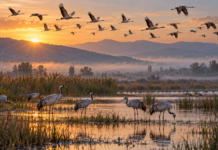 Agmon Hula-KKL-JNF : Les premières grues sont arrivées avec la migration d’automne